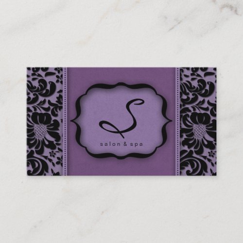 Salon Spa Business Card Purple Damask Floral
