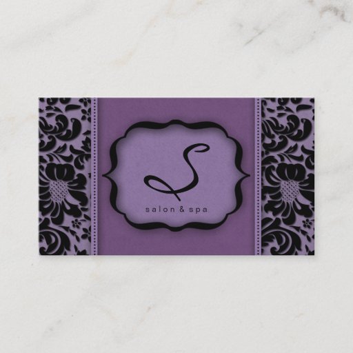 Customizable Salon Spa Business Card Purple Damask Floral