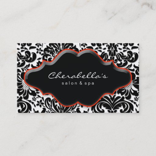 Customizable Salon Spa Business Card Red Damask