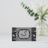 Salon Spa Business Card Silver Damask Floral (Standing Front)