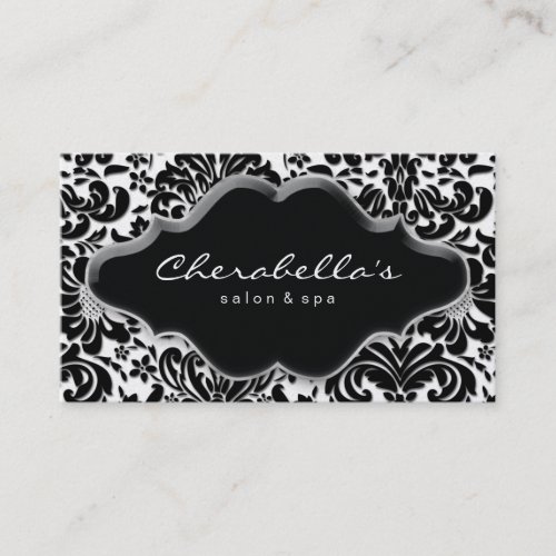 Salon Spa Business Card Silver Platinum Damask