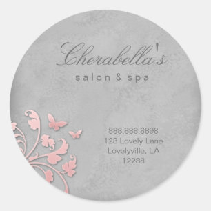 Salon spa butterfly floral sticker pink gray 2