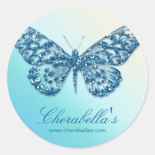 Salon spa butterfly sticker blue jewelry