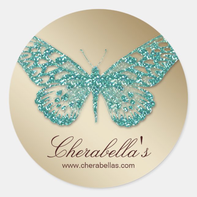 Salon spa butterfly sticker teal gold jewelry (Front)