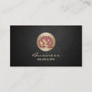 Salon & Spa Elegant Gold Lotus Flower Logo Modern Business Card
