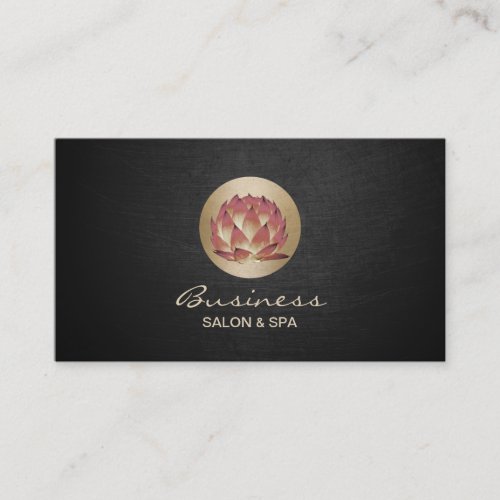 Salon  Spa Elegant Gold Lotus Flower Logo Modern Business Card