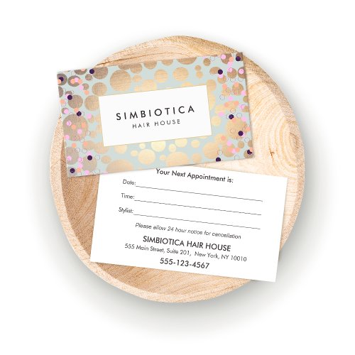 Salon Spa Faux Gold Foil Circles Appointment Card 