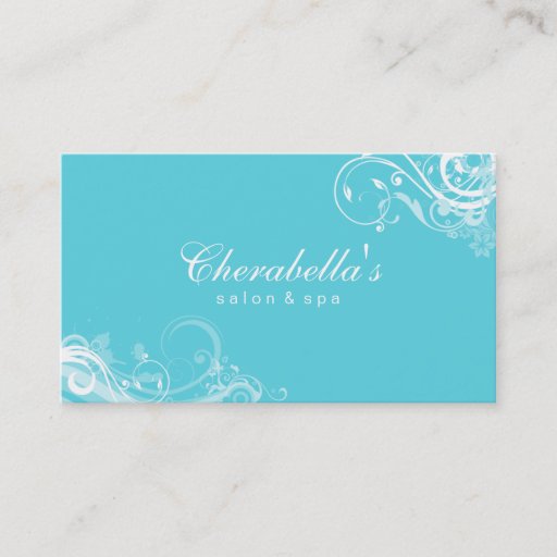 Customizable Salon Spa Floral Business Card Swirls Blue