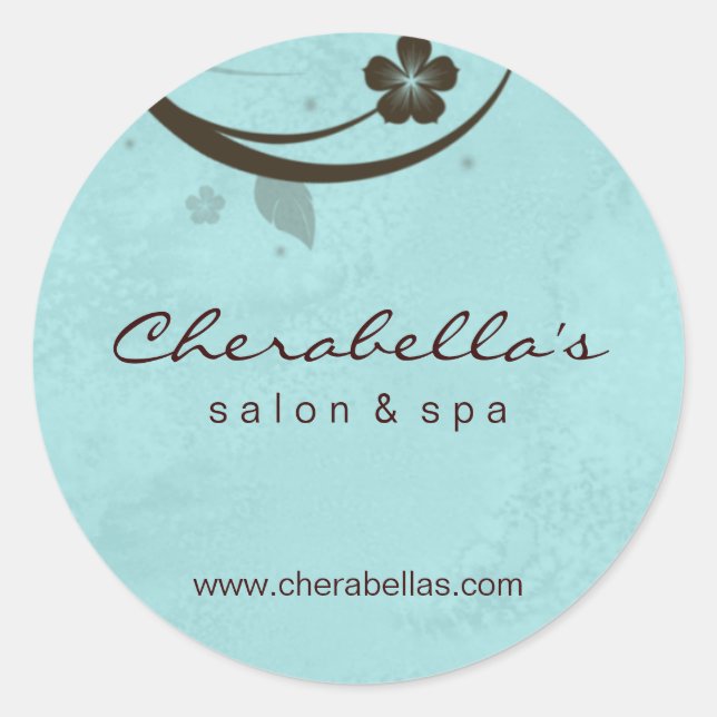 Salon spa flower sticker watery blue brown (Front)