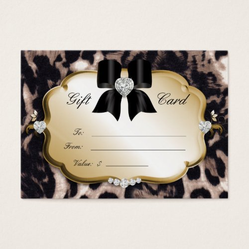 Salon Spa Gift Card Valentine Leopard Gold Black