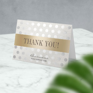 Salon Spa Gold & Silver Dots Business Thank You Card