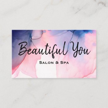 *~* Salon Spa Hair Nails Lashes Watercolor Business Card by AnnaRosaEnergyArtist at Zazzle