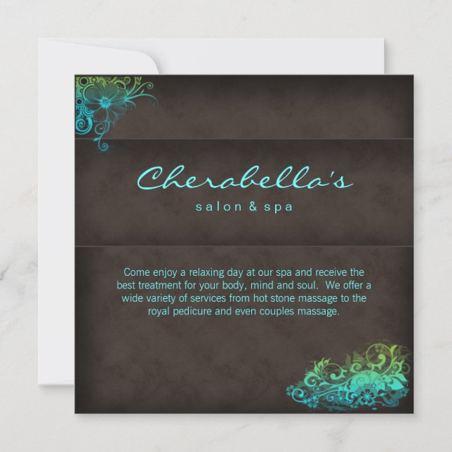 Salon Spa Invitation - Postcard Turq blue green (Front)