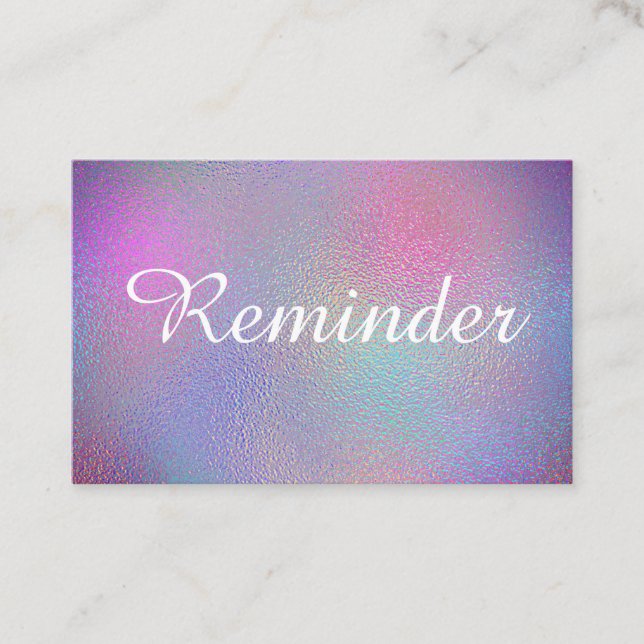 *~* Salon & Spa Iridescent Foil Rainbow Purple Appointment Card (Front)