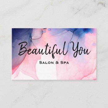 *~* Salon Spa Lashes Hair Nails Massage Watercolor Business Card by AnnaRosaEnergyArtist at Zazzle