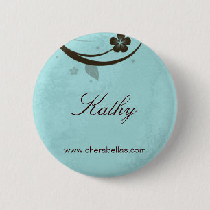 Salon Spa Name Tag Button Brooch watery blue 2