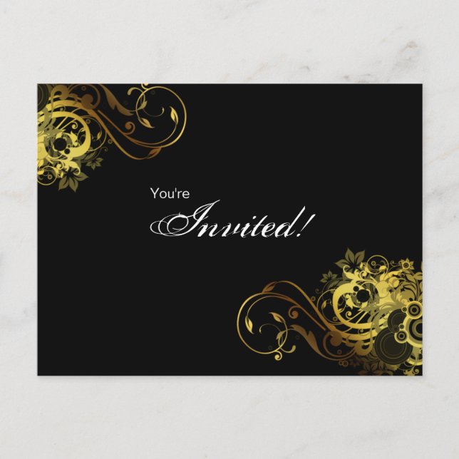 Salon Spa Postcard Invitation Gold Butterfly 2 (Front)