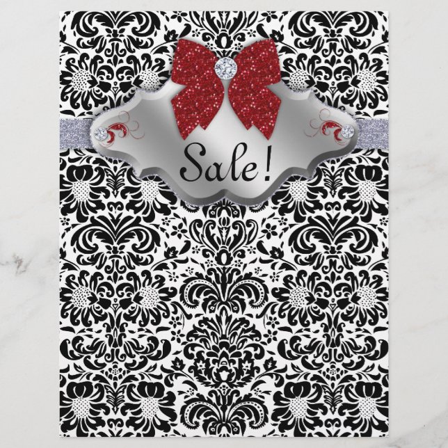 SALON Spa Xmas Flyer Floral Damask Red (Front)