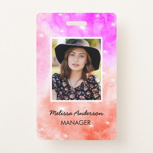 Salon Staff ID  Peach Purple Badge