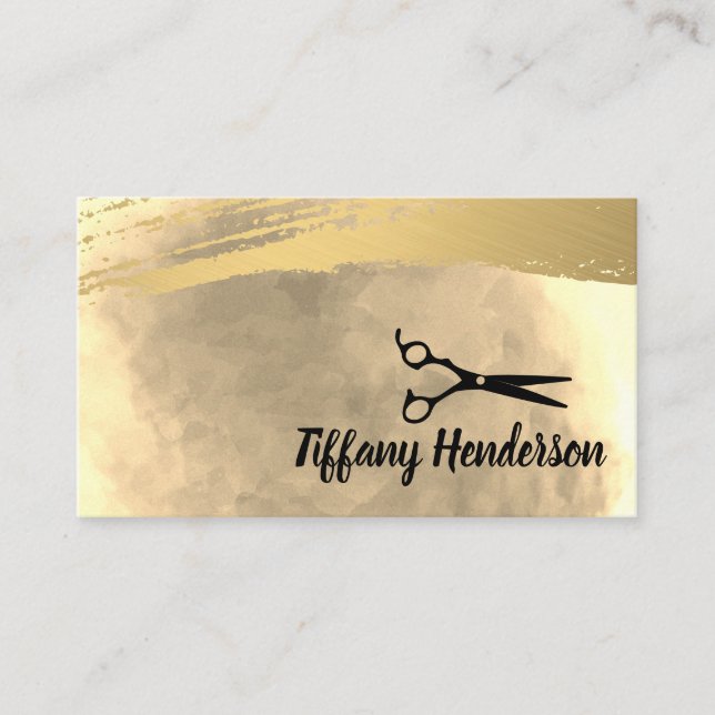 Salon Stylist / Gold Brushed Business Card (Front)