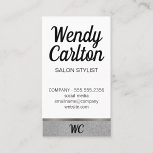 Salon Stylist / Modern Glamour Glitter / Monogram Business Card