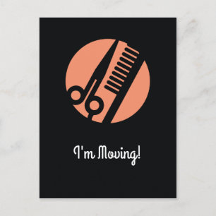 Salon stylist moving change of address announcement postcard
