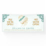 Salon Teal Gold Floral Updo Logo Covid Reopening Banner