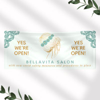 Salon Teal Gold Floral Updo Logo Covid Reopening