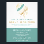 Salon Teal Gold Floral Updo Logo Covid Reopening Flyer<br><div class="desc">Salon Teal Gold Floral Updo Logo Covid Reopening Flyer. "With new Covid 19 safety measures in place to keep our clients and employees safe." Personalize this custom design with your own text,  logo,  and business details.</div>
