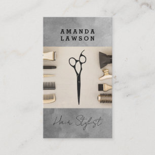 Salón Tools   Hair Stylist   Gray Watercolor Business Card