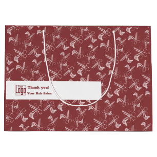Salon Tools pattern Logo Motto QR Code Burgundy Large Gift Bag