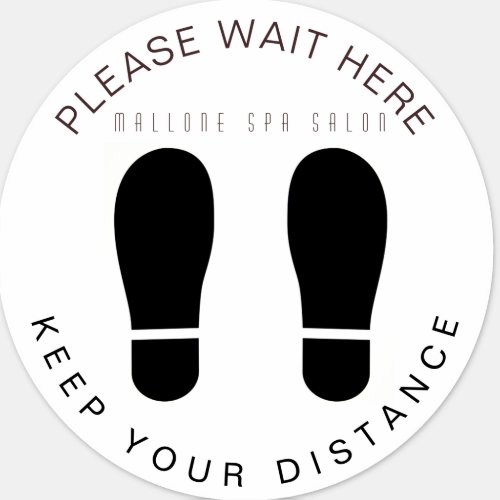 Salon Wait Here Keep your Distance Floor Sticker