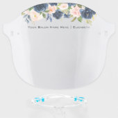 Salon Watercolor Blue Pink Floral Face Shield (Front w/Glasses)