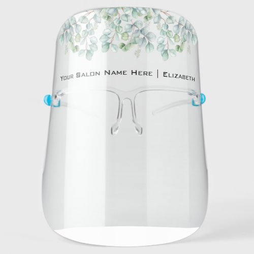 Salon Watercolor Eucalyptus Greenery Face Shield