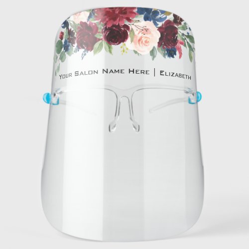 Salon Watercolor Floral Greenery Face Shield