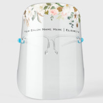 Salon Watercolor Magnolias Roses Floral Face Shield