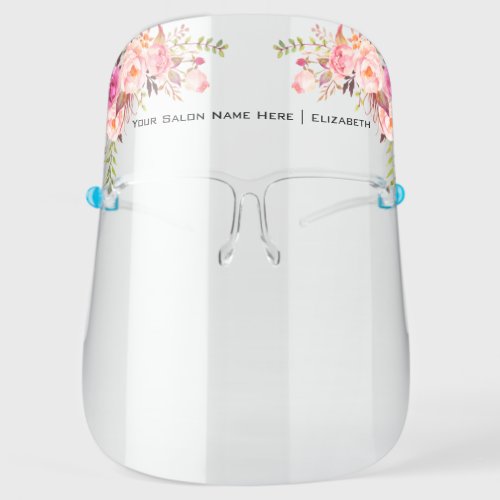 Salon Watercolor Pink Floral Face Shield