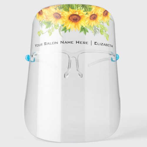 Salon Watercolor Sunflowers Floral Face Shield