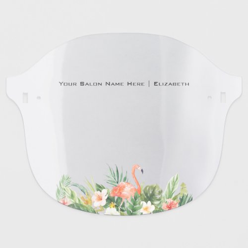 Salon Watercolor Tropical Coral Floral Flamingo Face Shield