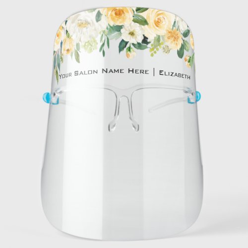 Salon Watercolor Yellow White Floral Face Shield