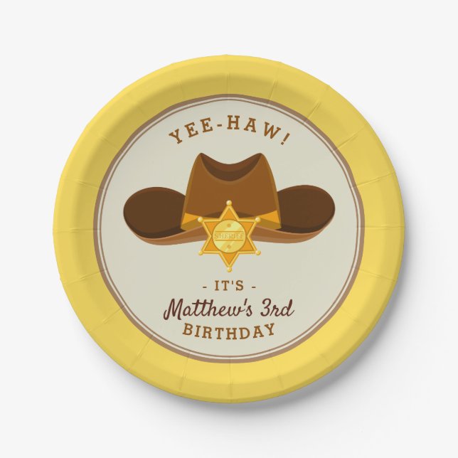 Saloon Birthday Wild West Party Boys Cowboy Theme Paper Plates (Front)