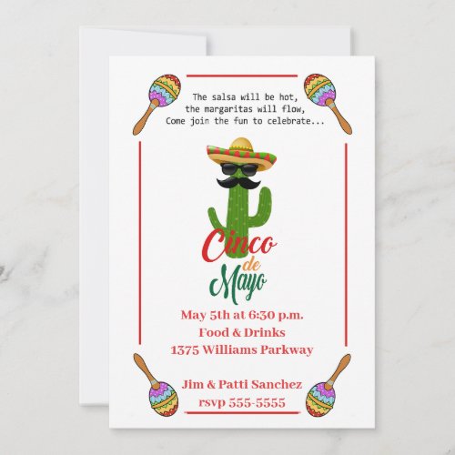 Salsa And Margaritas Cinco de Mayo Party Invitation