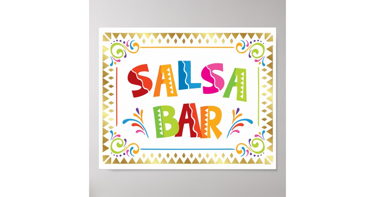 SALSA BAR Fiesta Party Sign Print Zazzle