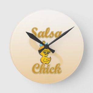 Salsa Chick Round Clock