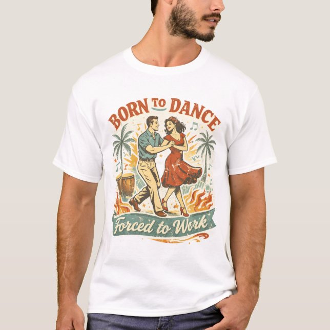 Salsa couple retro style latin dancing t-shirt (Front)