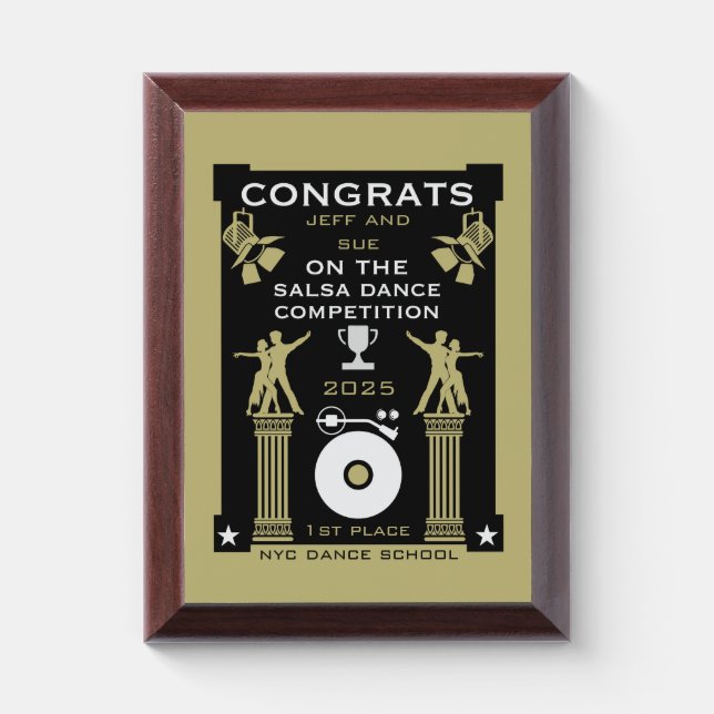Salsa Dance Competition Winners Award Plaque (Vertical)