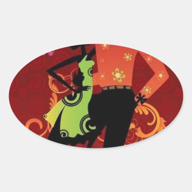 Salsa dance oval sticker (Front)