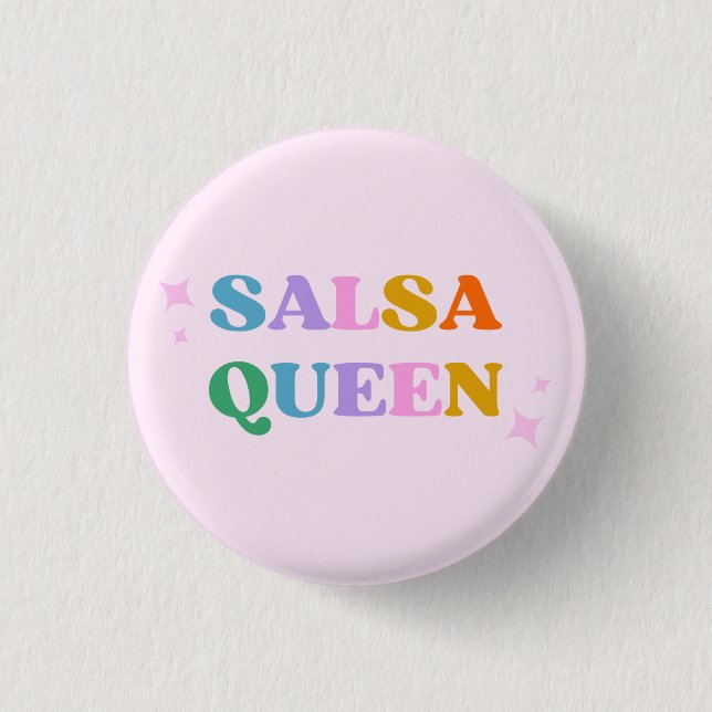 salsa dance queen latin modern simple white button (Front)