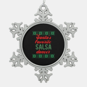 Salsa Dancer Ugly Christmas Christmas Gift Snowflake Pewter Christmas Ornament