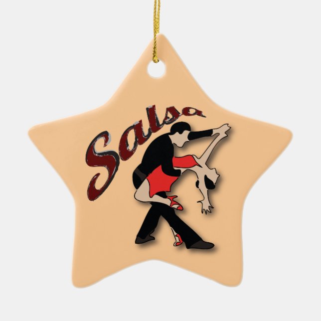 Salsa Dancers Ceramic Ornament (Front)